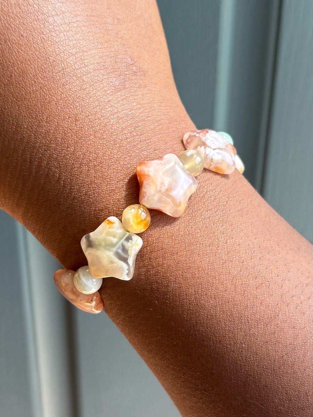 Flower Agate Star Crystal Bracelet 18mm - Picture 7 of 8
